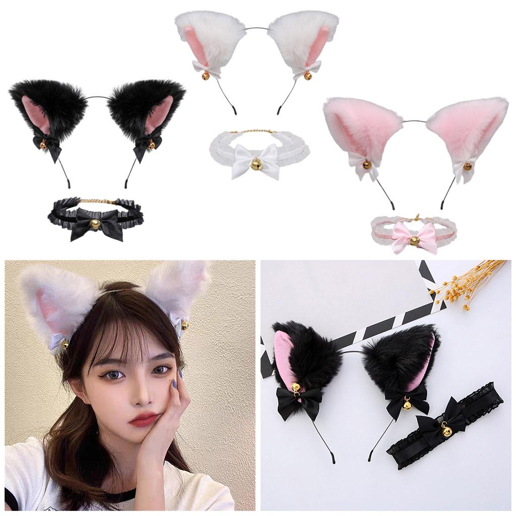 Cat Ears Head Hoop Hair Holder Hairband Headwear Accessories for Festival white