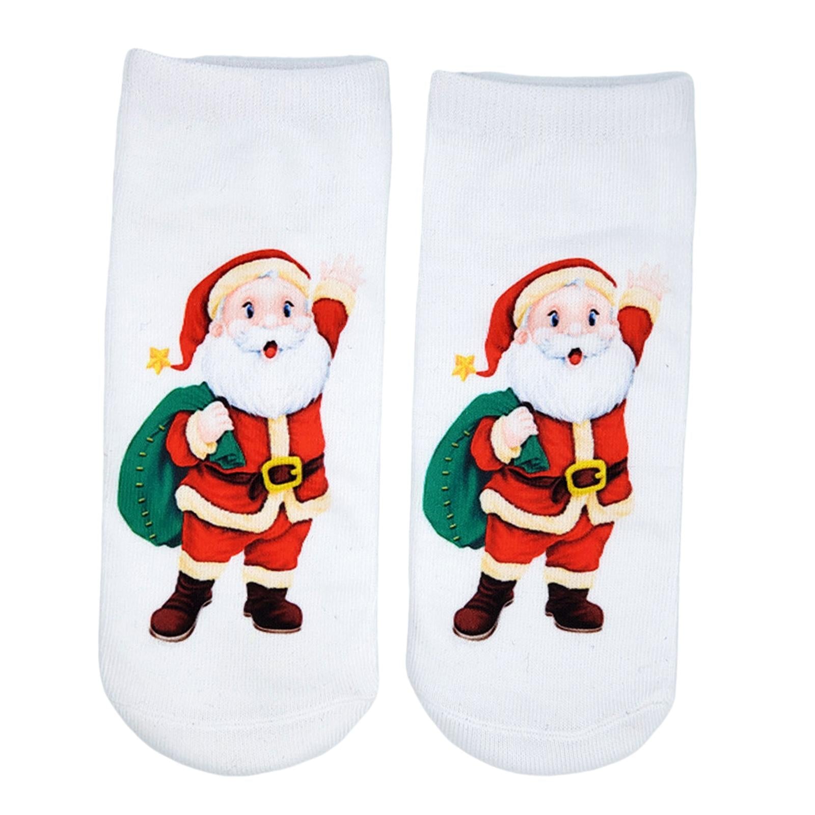 Fashion Low Crew Socks Chrismas Short Sock Breathable for Girls Boys Men Santa  White