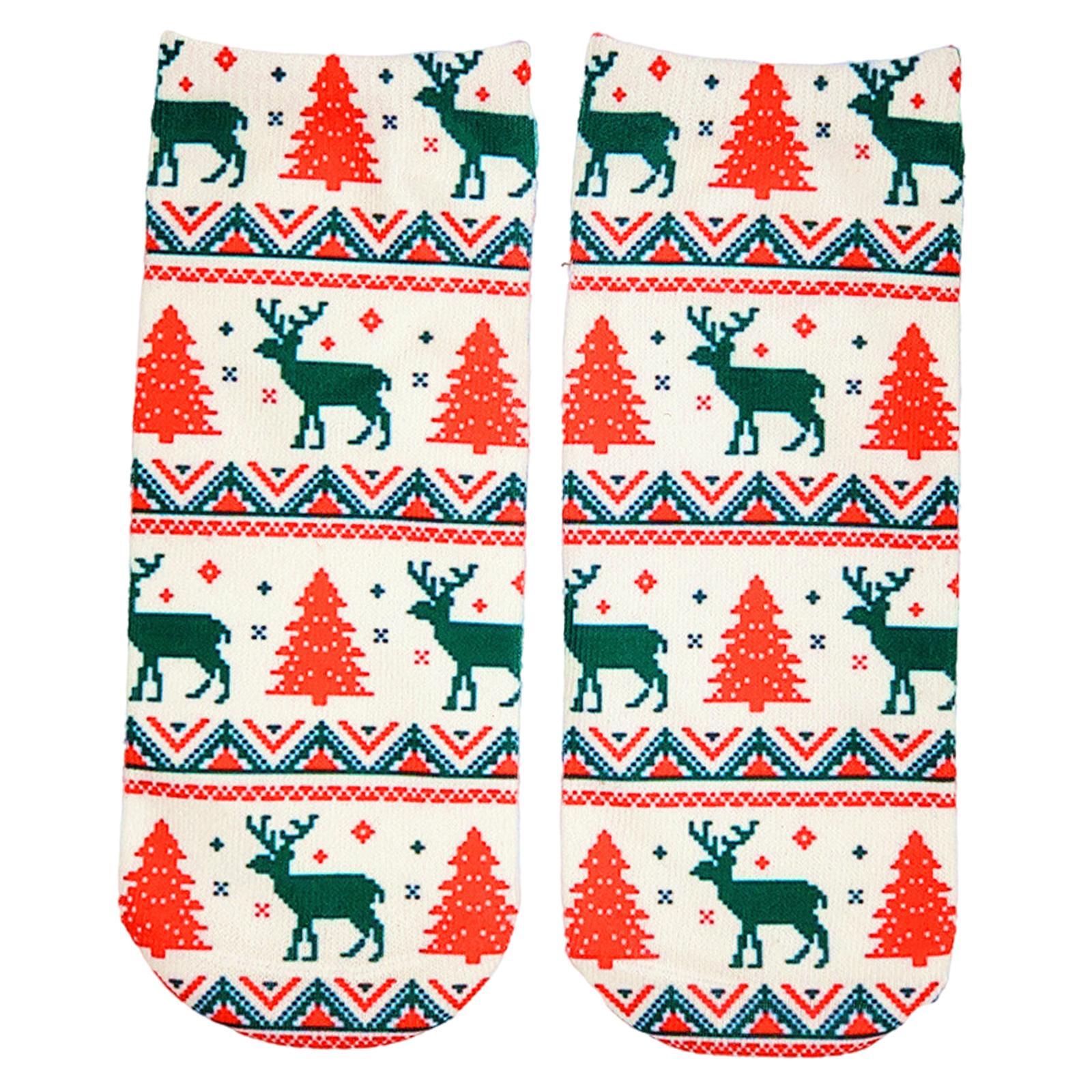 Fashion Low Crew Socks Chrismas Short Sock Breathable for Girls Boys Men Cristmas Tree Deer