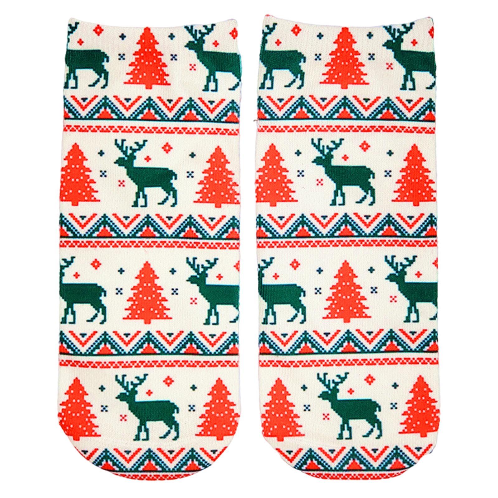 Fashion Low Crew Socks Chrismas Short Sock Breathable for Girls Boys Men Cristmas Tree Deer