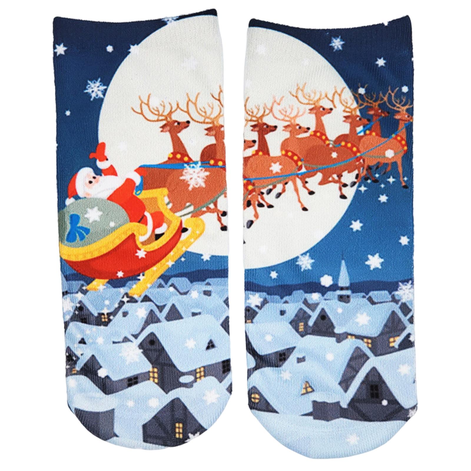 Fashion Low Crew Socks Chrismas Short Sock Breathable for Girls Boys Men  Santa snowflakes