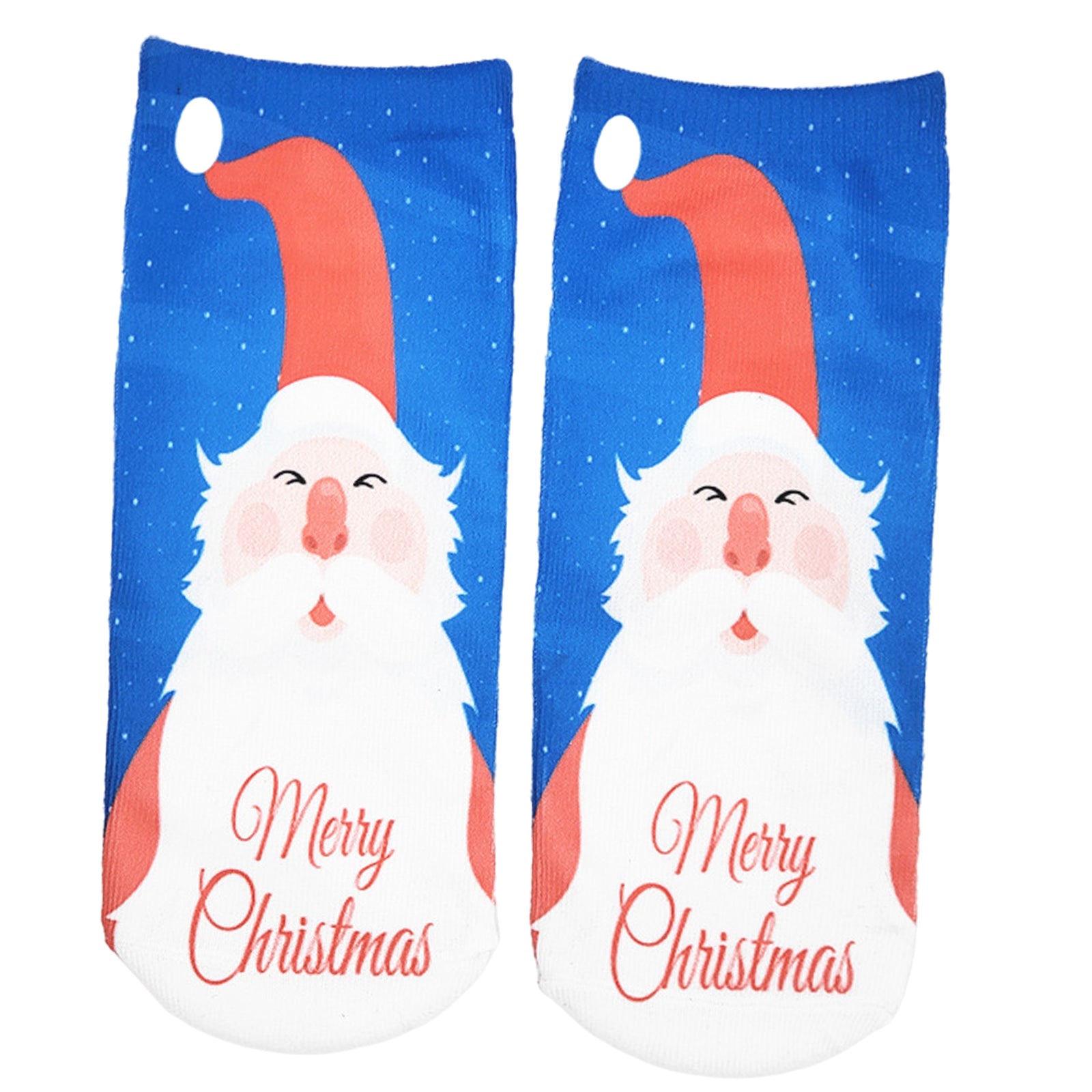 Fashion Low Crew Socks Chrismas Short Sock Breathable for Girls Boys Men Santa Blue