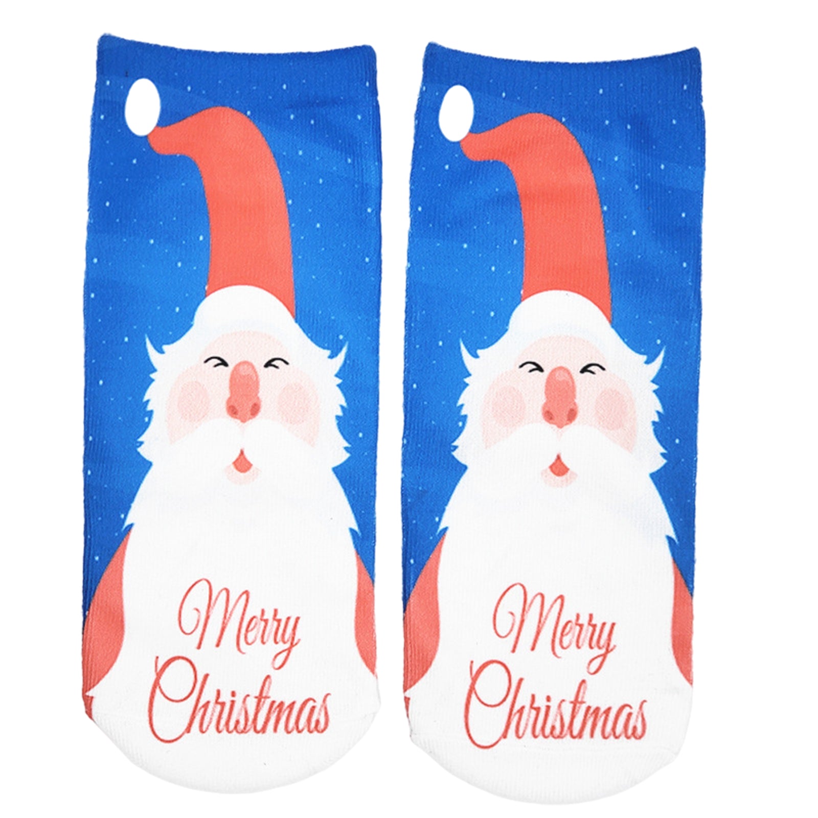 Fashion Low Crew Socks Chrismas Short Sock Breathable for Girls Boys Men Santa Blue