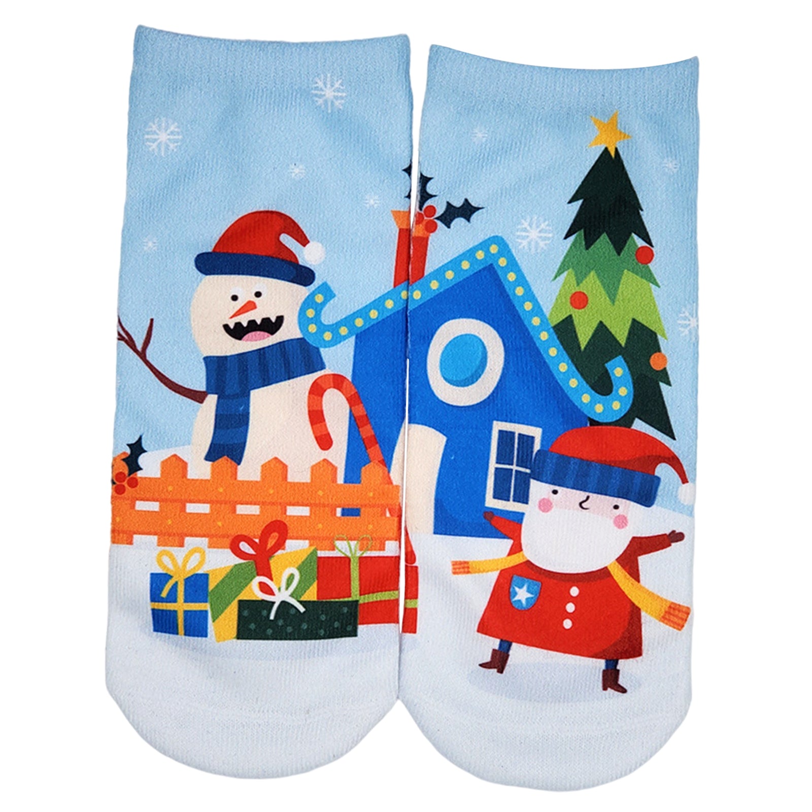 Fashion Low Crew Socks Chrismas Short Sock Breathable for Girls Boys Men snowmen
