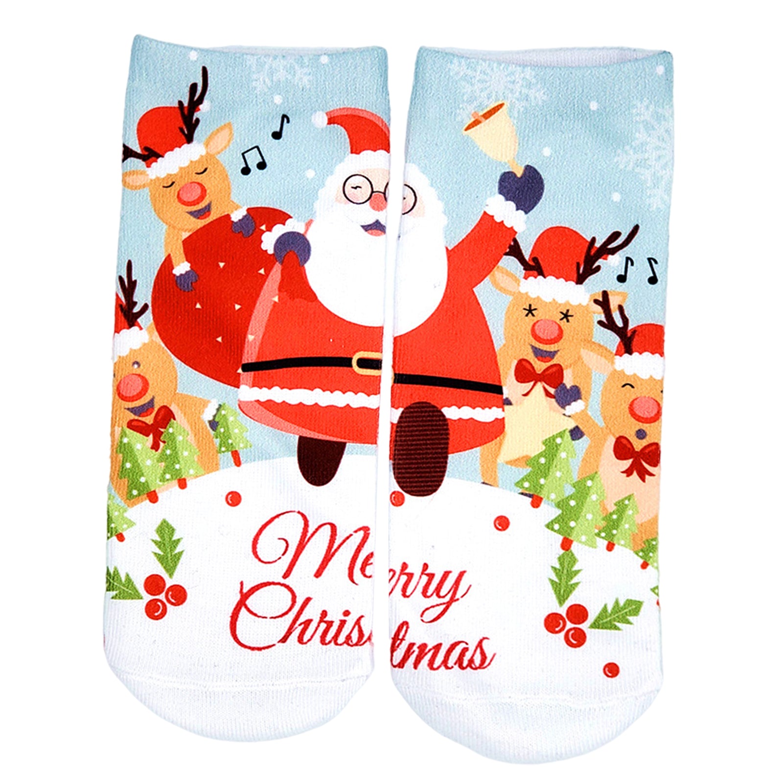 Fashion Low Crew Socks Chrismas Short Sock Breathable for Girls Boys Men  Santa Deers