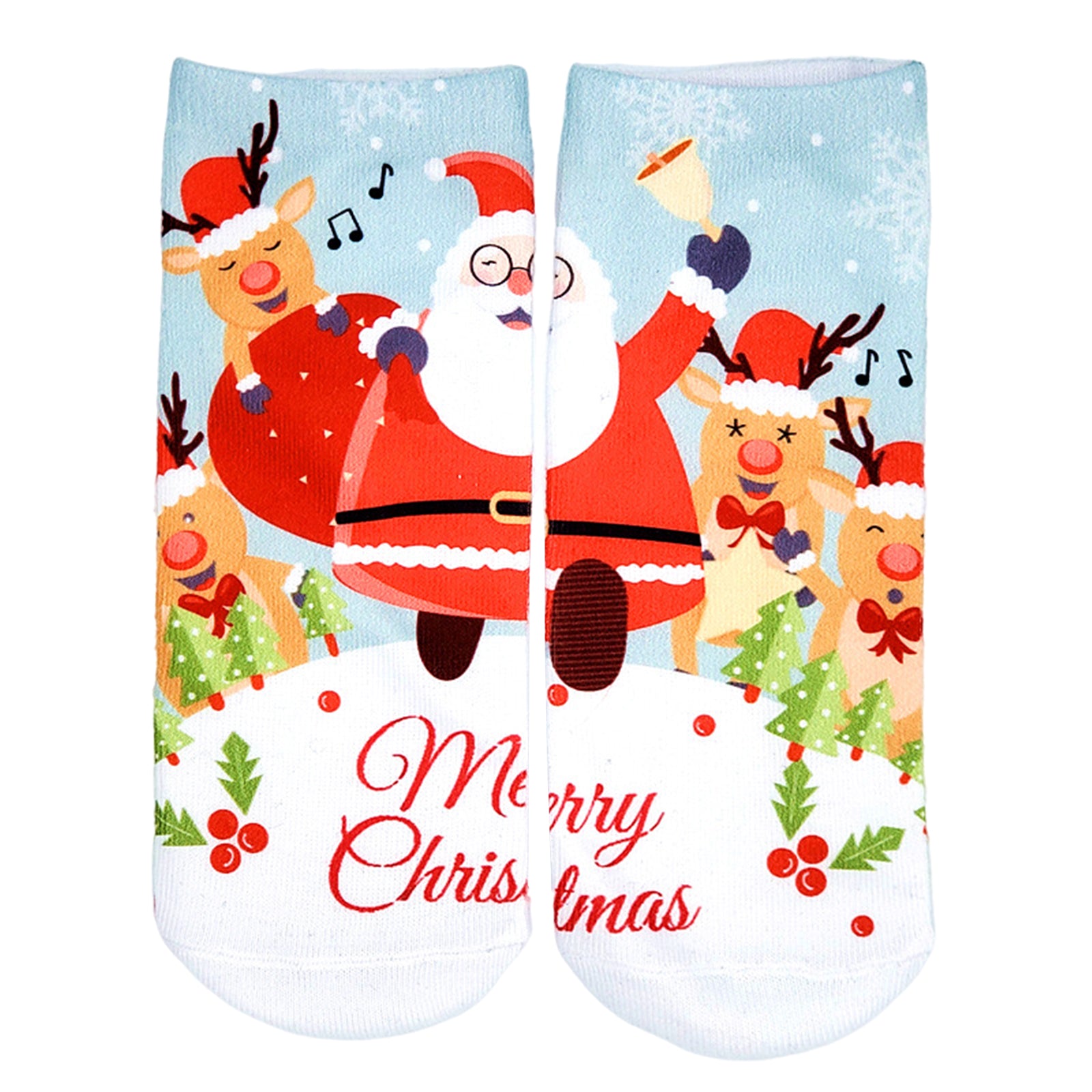 Fashion Low Crew Socks Chrismas Short Sock Breathable for Girls Boys Men  Santa Deers