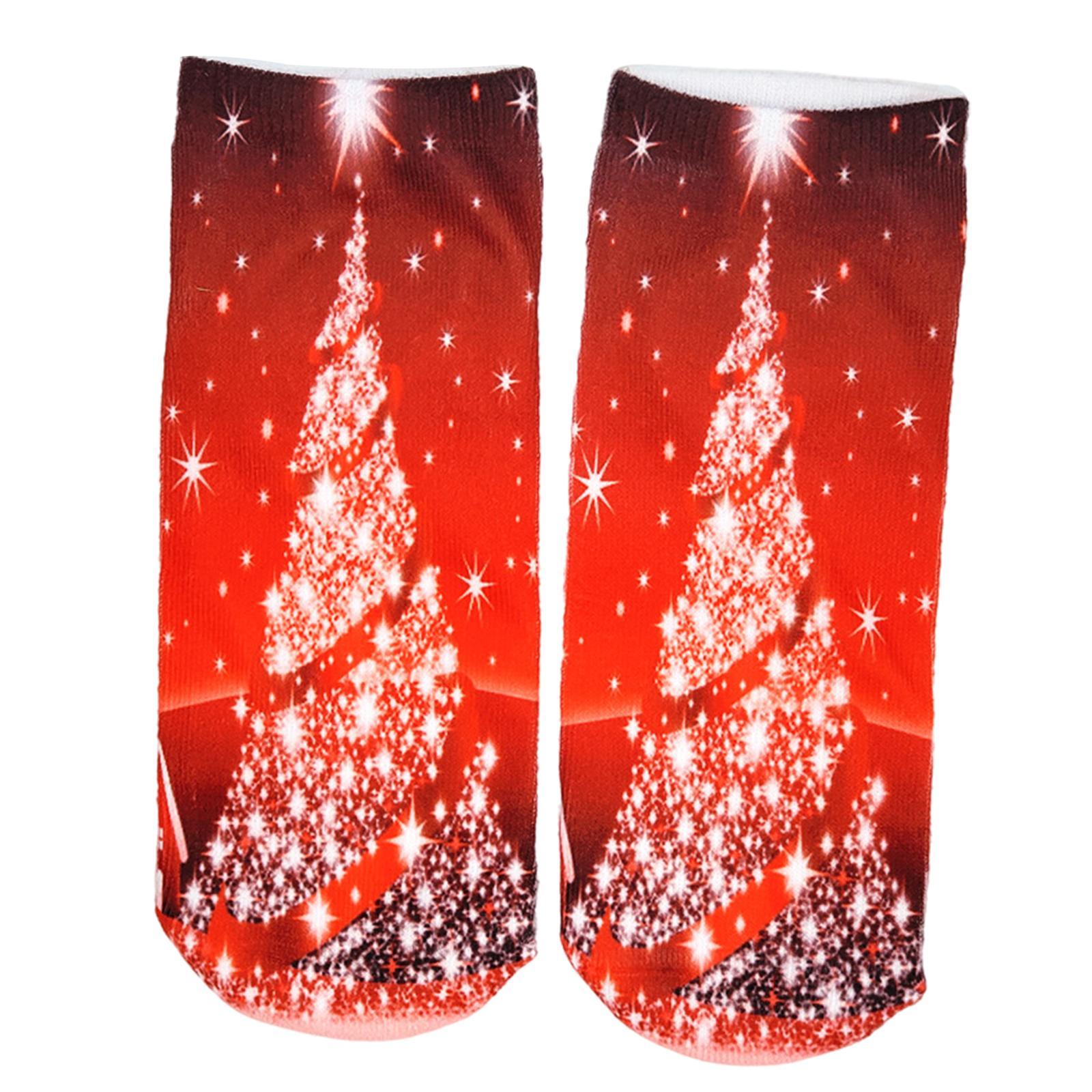 Fashion Low Crew Socks Chrismas Short Sock Breathable for Girls Boys Men Red