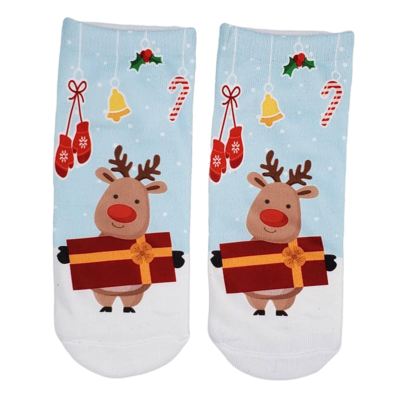 Fashion Low Crew Socks Chrismas Short Sock Breathable for Girls Boys Men Cute Deer Present