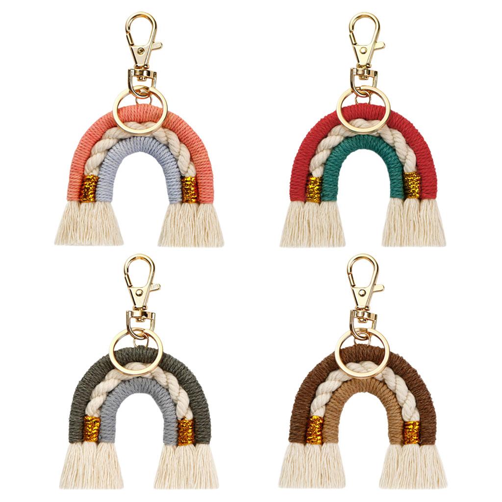 Rainbow Keychains Tassel Home Decor Handmade Boho Jewelry Making  Pink