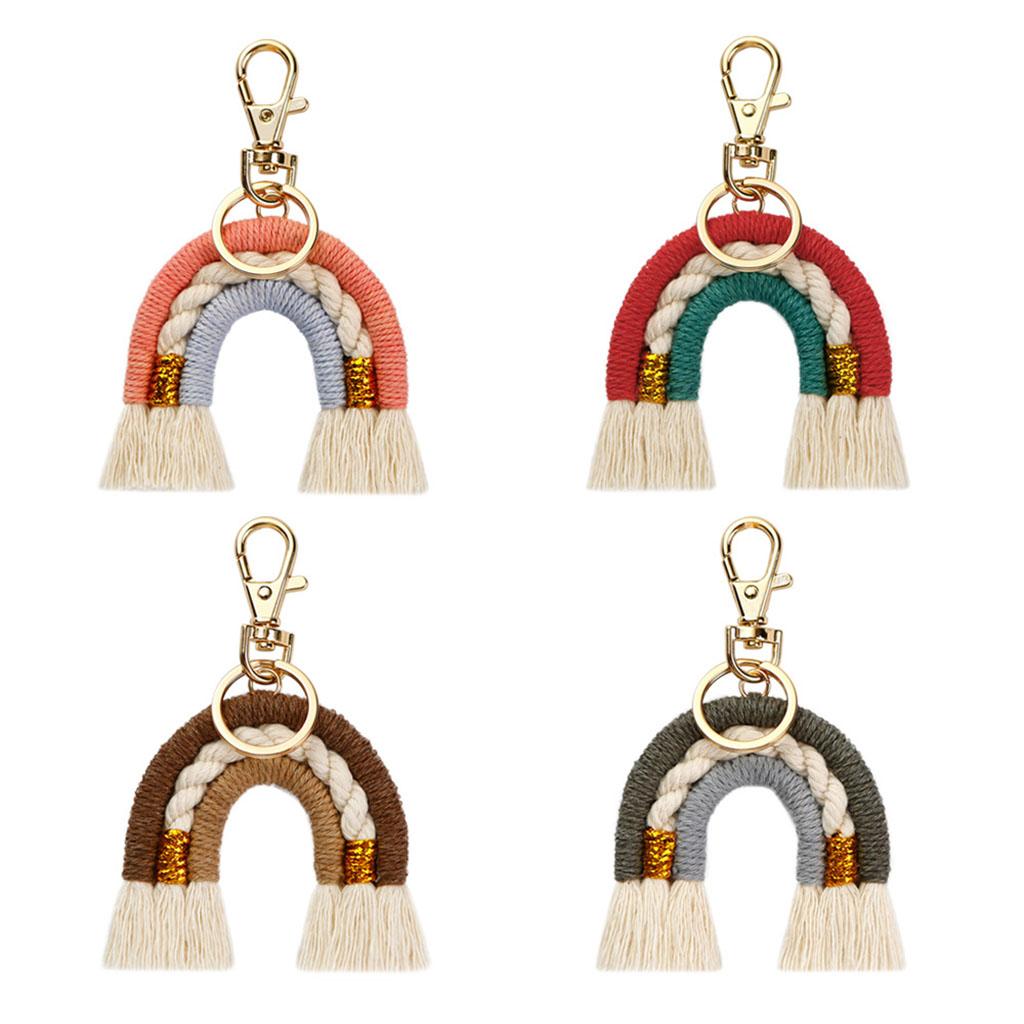 Rainbow Keychains Tassel Home Decor Handmade Boho Jewelry Making  Pink