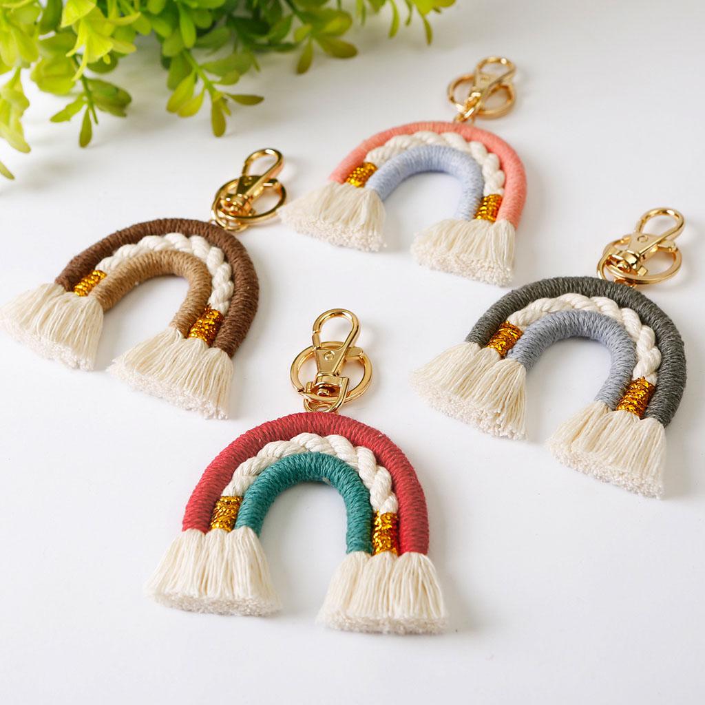 Rainbow Keychains Tassel Home Decor Handmade Boho Jewelry Making  Pink