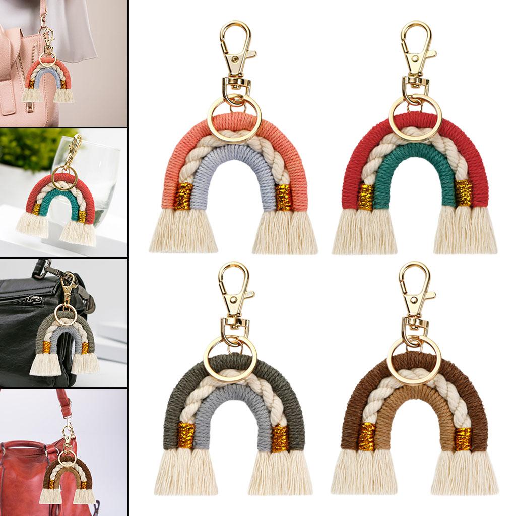 Rainbow Keychains Tassel Home Decor Handmade Boho Jewelry Making  Pink