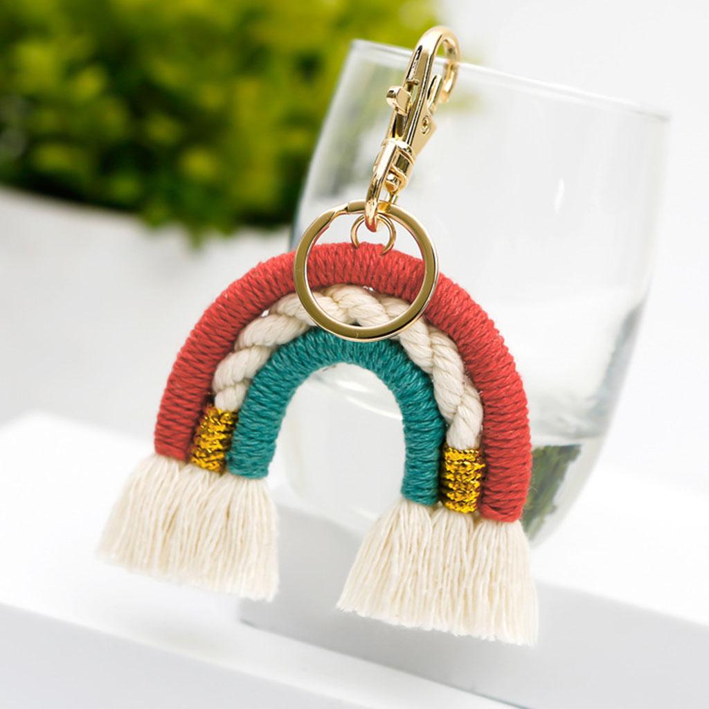 Rainbow Keychains Tassel Home Decor Handmade Boho Jewelry Making  Red