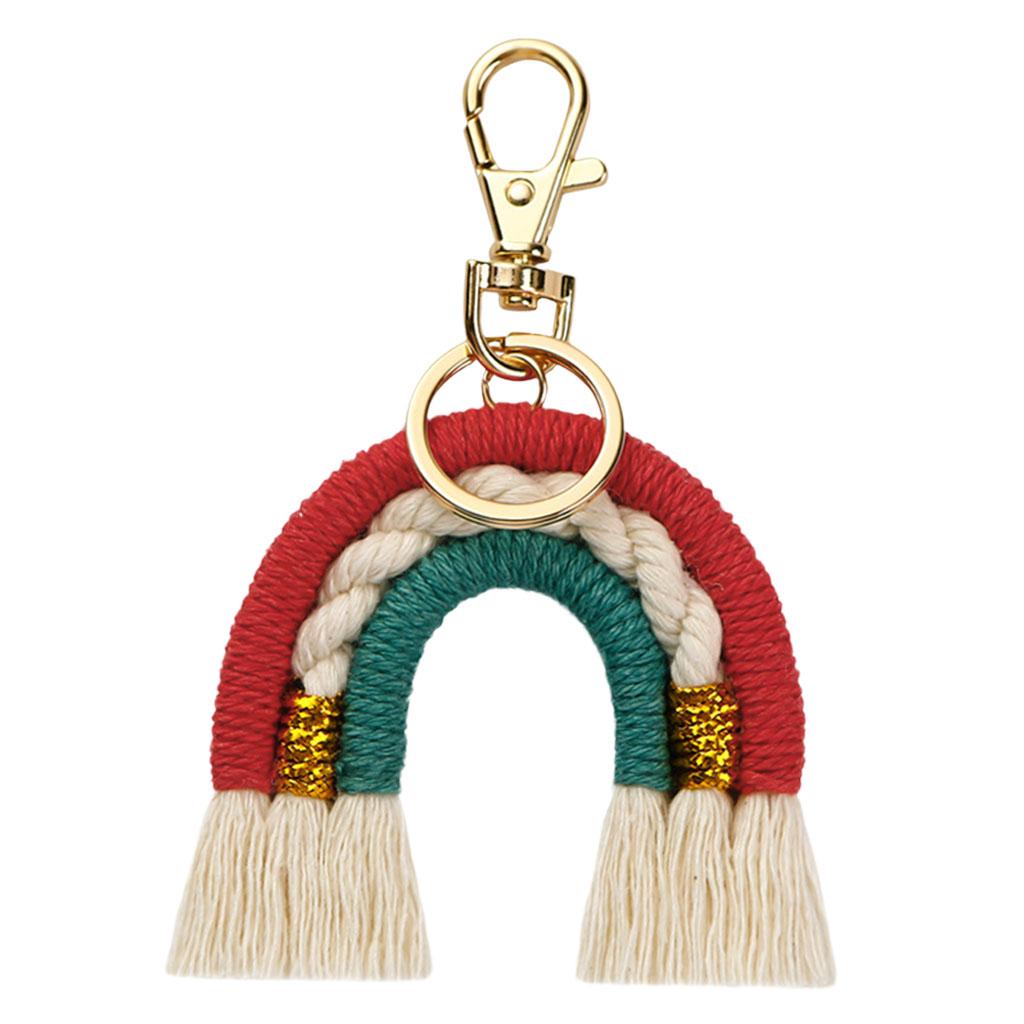 Rainbow Keychains Tassel Home Decor Handmade Boho Jewelry Making  Red