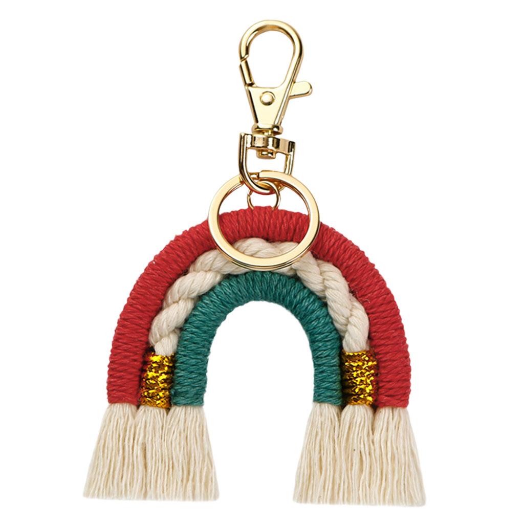 Rainbow Keychains Tassel Home Decor Handmade Boho Jewelry Making  Red