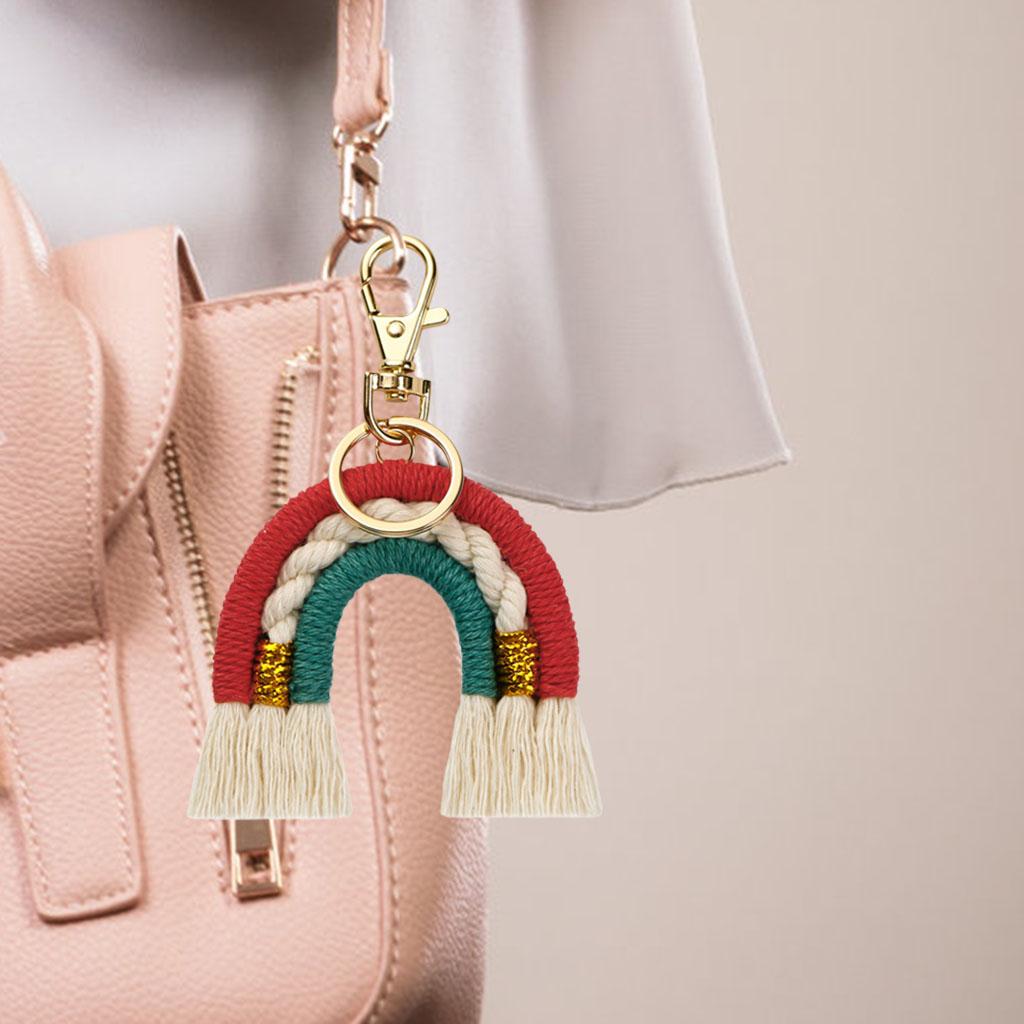 Rainbow Keychains Tassel Home Decor Handmade Boho Jewelry Making  Red
