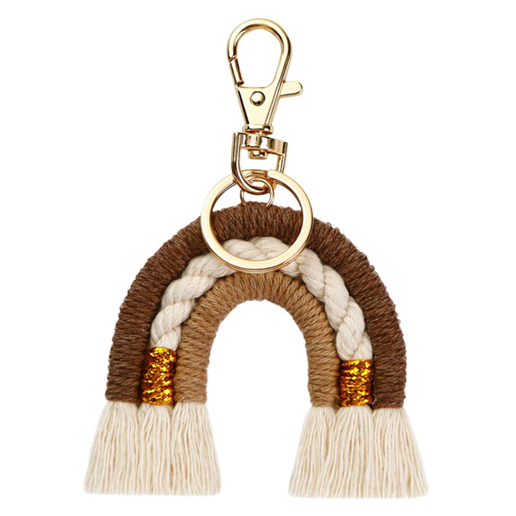Rainbow Keychains Tassel Home Decor Handmade Boho Jewelry Making  Brown