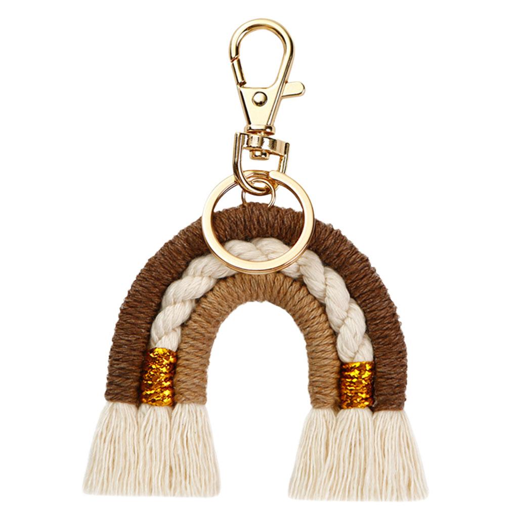 Rainbow Keychains Tassel Home Decor Handmade Boho Jewelry Making  Brown