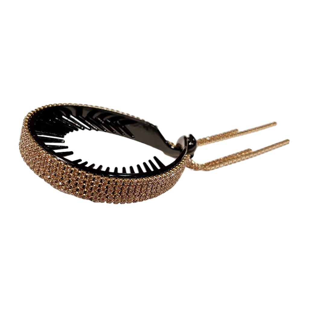 Women Hair Clip Rhinestone Hairpin Hair Claws Ponytail Bun Holder Champagne