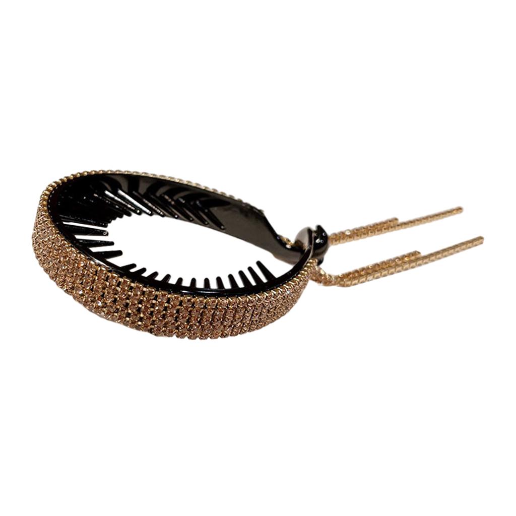 Women Hair Clip Rhinestone Hairpin Hair Claws Ponytail Bun Holder Champagne