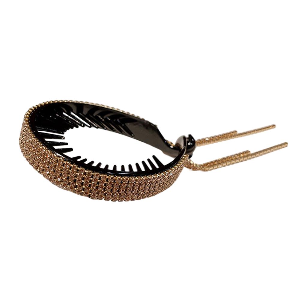 Women Hair Clip Rhinestone Hairpin Hair Claws Ponytail Bun Holder Champagne