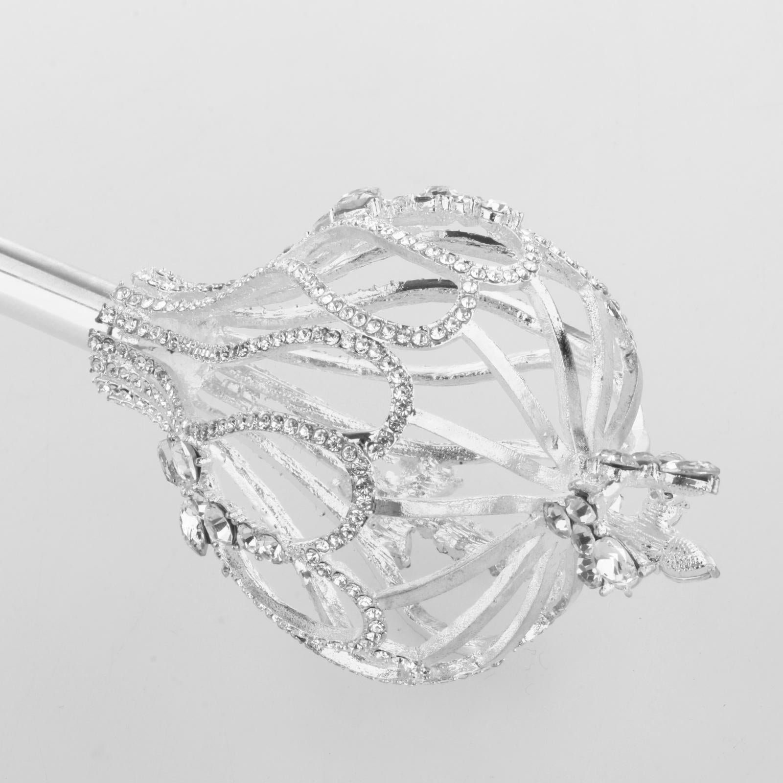 Rhinestone Scepter Royal Fairy Wand for Pageant Gifts Fancy Dress Silver