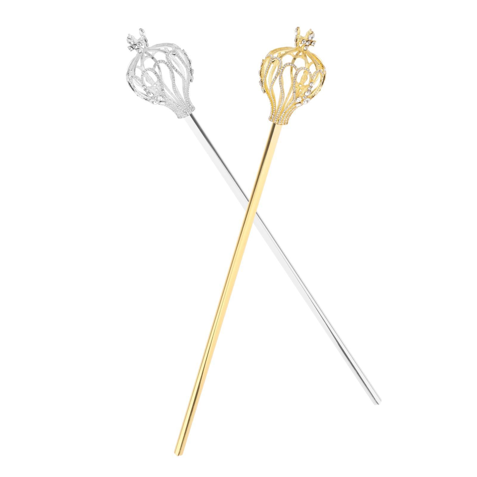 Rhinestone Scepter Royal Fairy Wand for Pageant Gifts Fancy Dress Silver