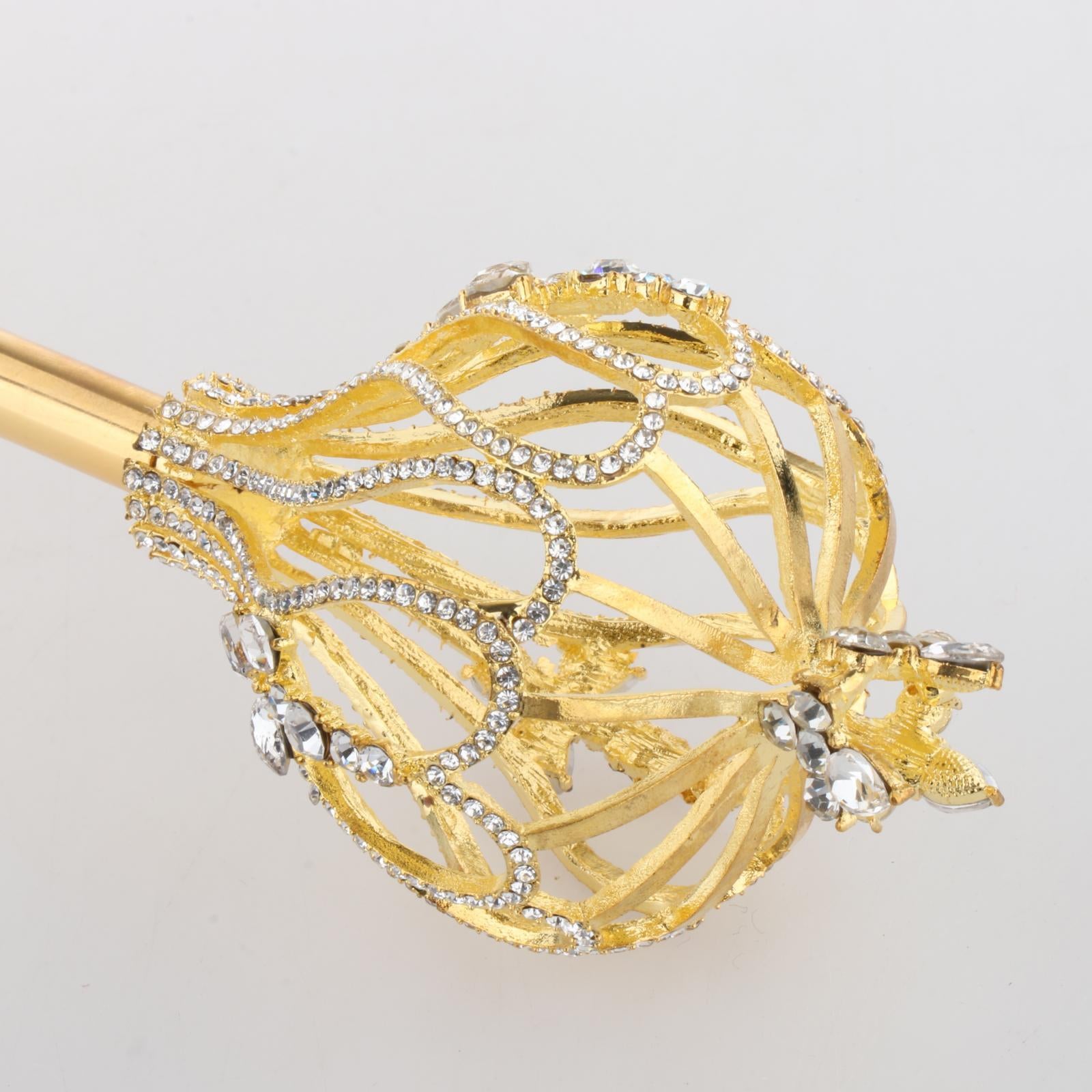 Rhinestone Scepter Royal Fairy Wand for Pageant Gifts Fancy Dress Gold