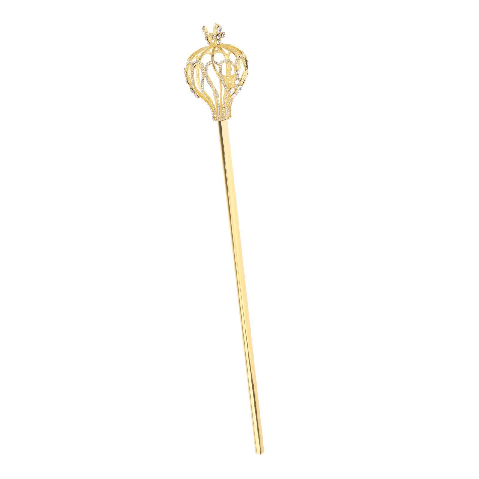 Rhinestone Scepter Royal Fairy Wand for Pageant Gifts Fancy Dress Gold