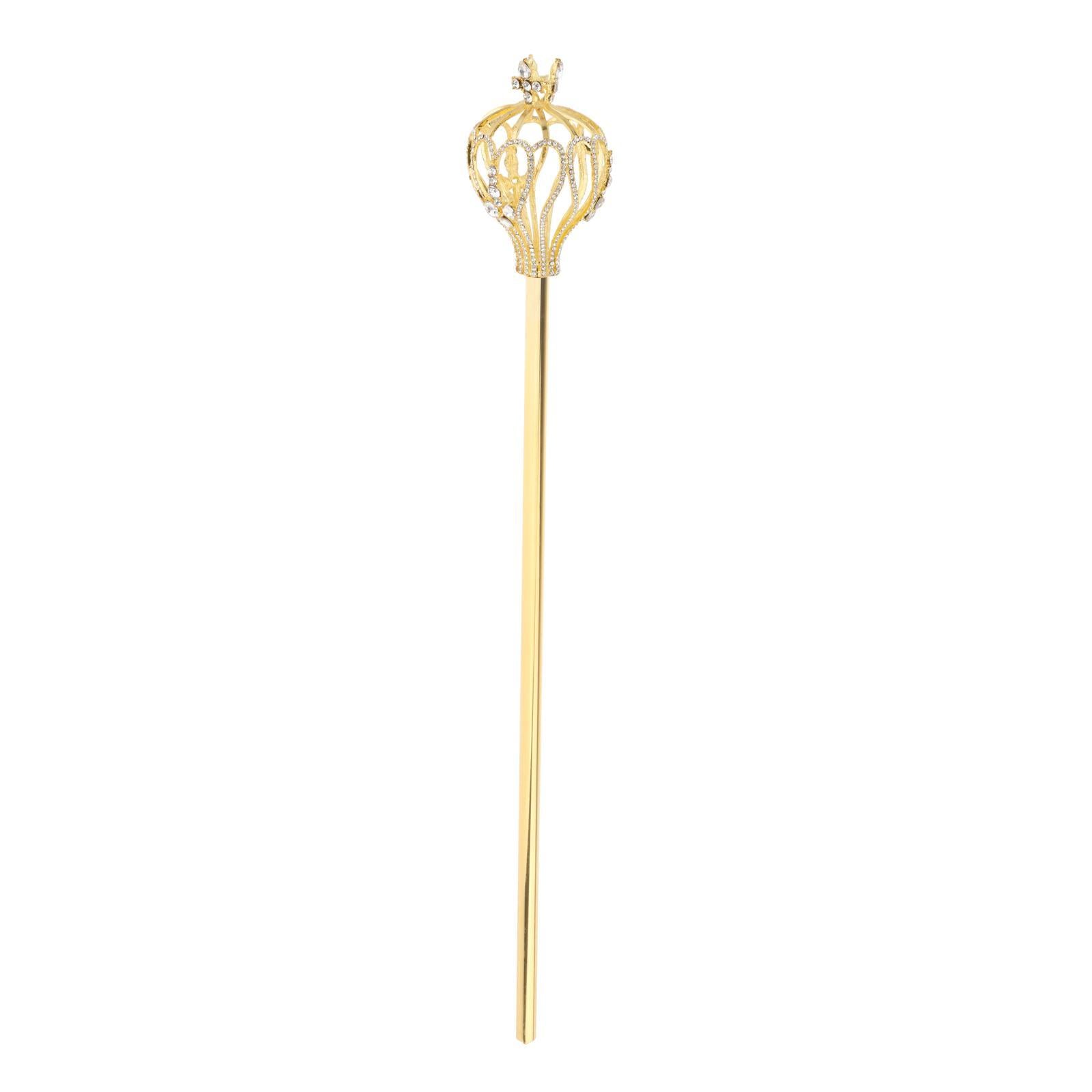 Rhinestone Scepter Royal Fairy Wand for Pageant Gifts Fancy Dress Gold