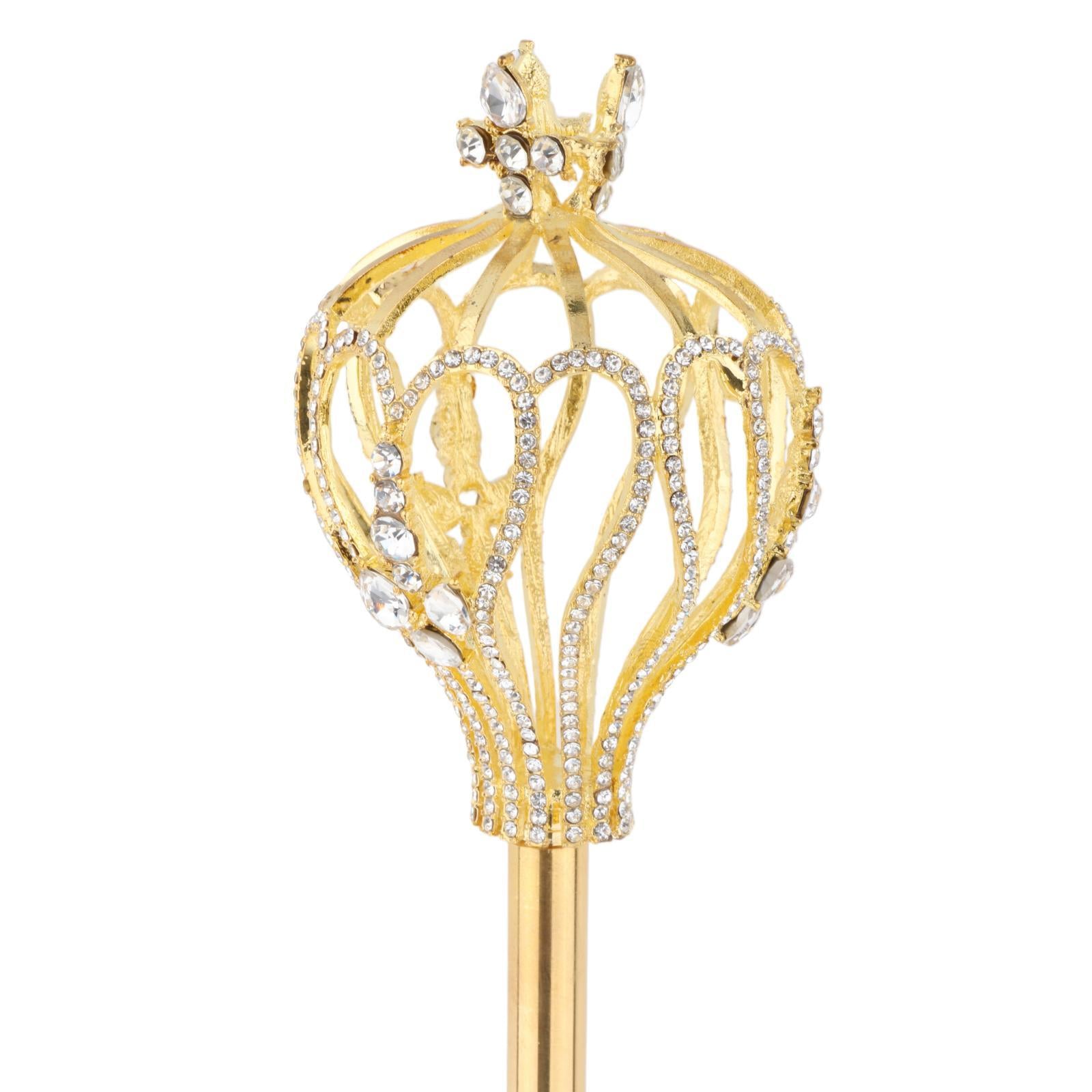 Rhinestone Scepter Royal Fairy Wand for Pageant Gifts Fancy Dress Gold