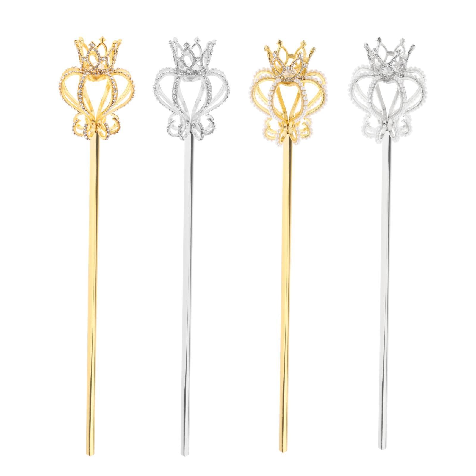 Alloy Fairy Wands Queen Scepter Handheld Props Cosplay Golden rhinestone