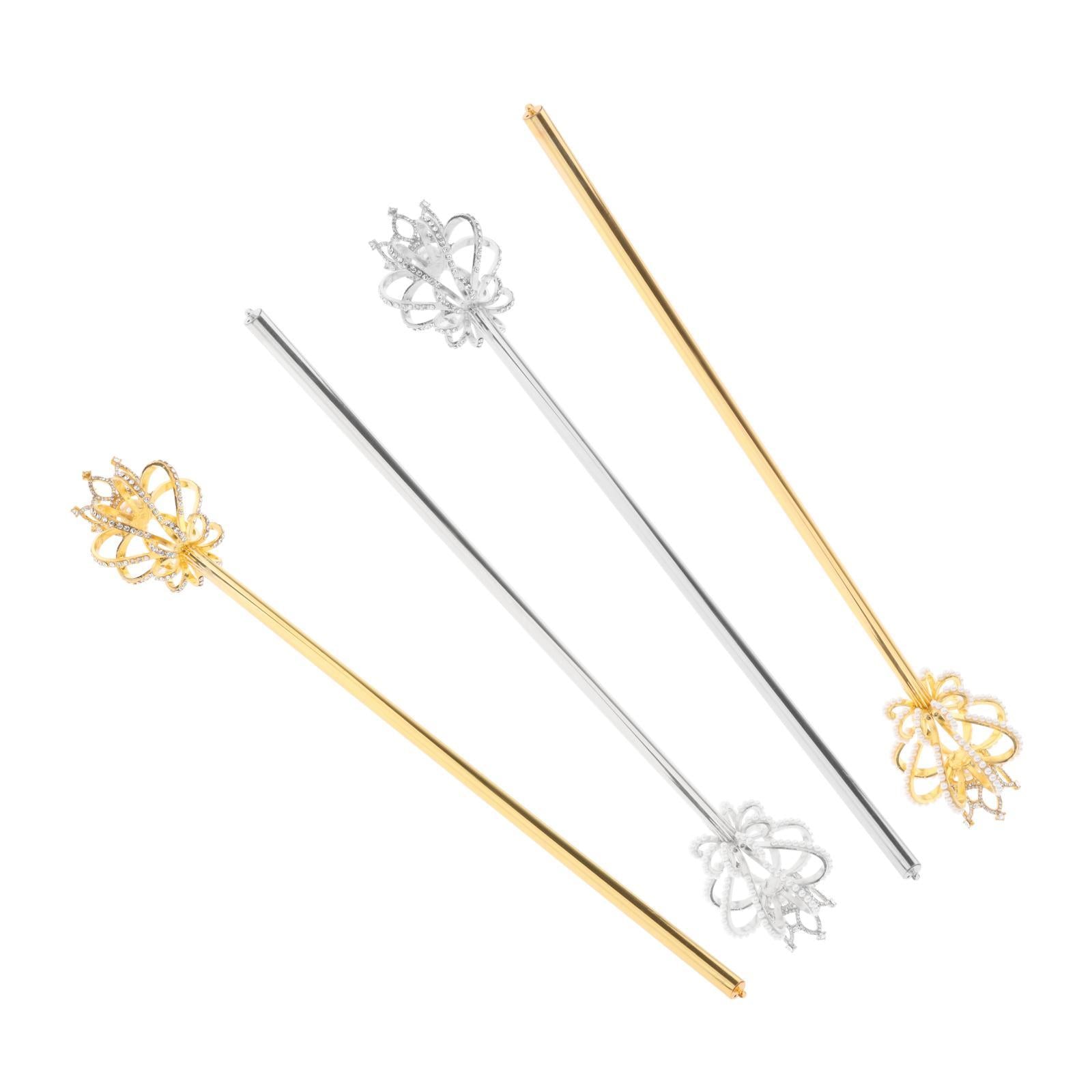 Alloy Fairy Wands Queen Scepter Handheld Props Cosplay Golden rhinestone