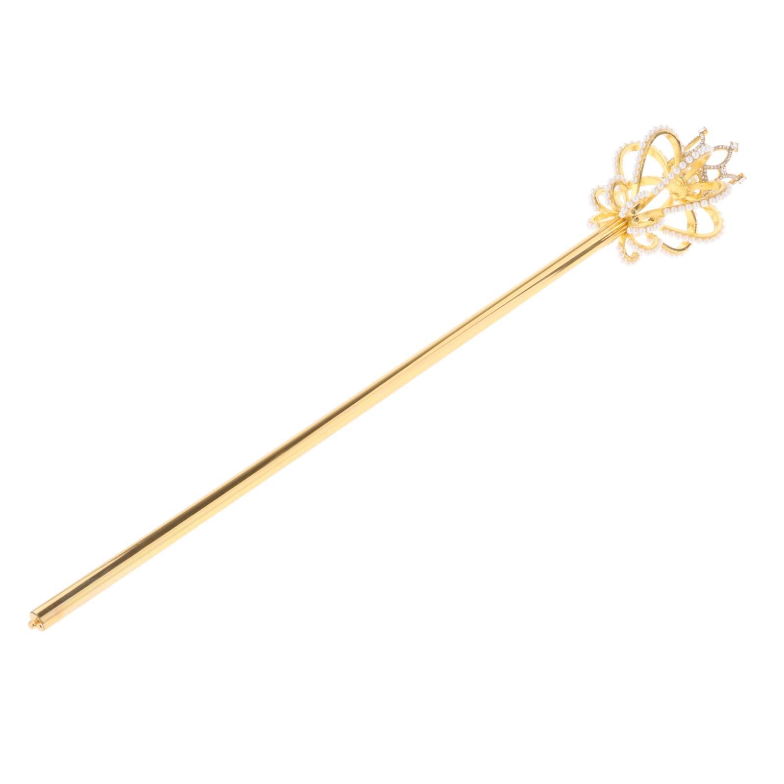 Alloy Fairy Wands Queen Scepter Handheld Props Cosplay Golden pearl