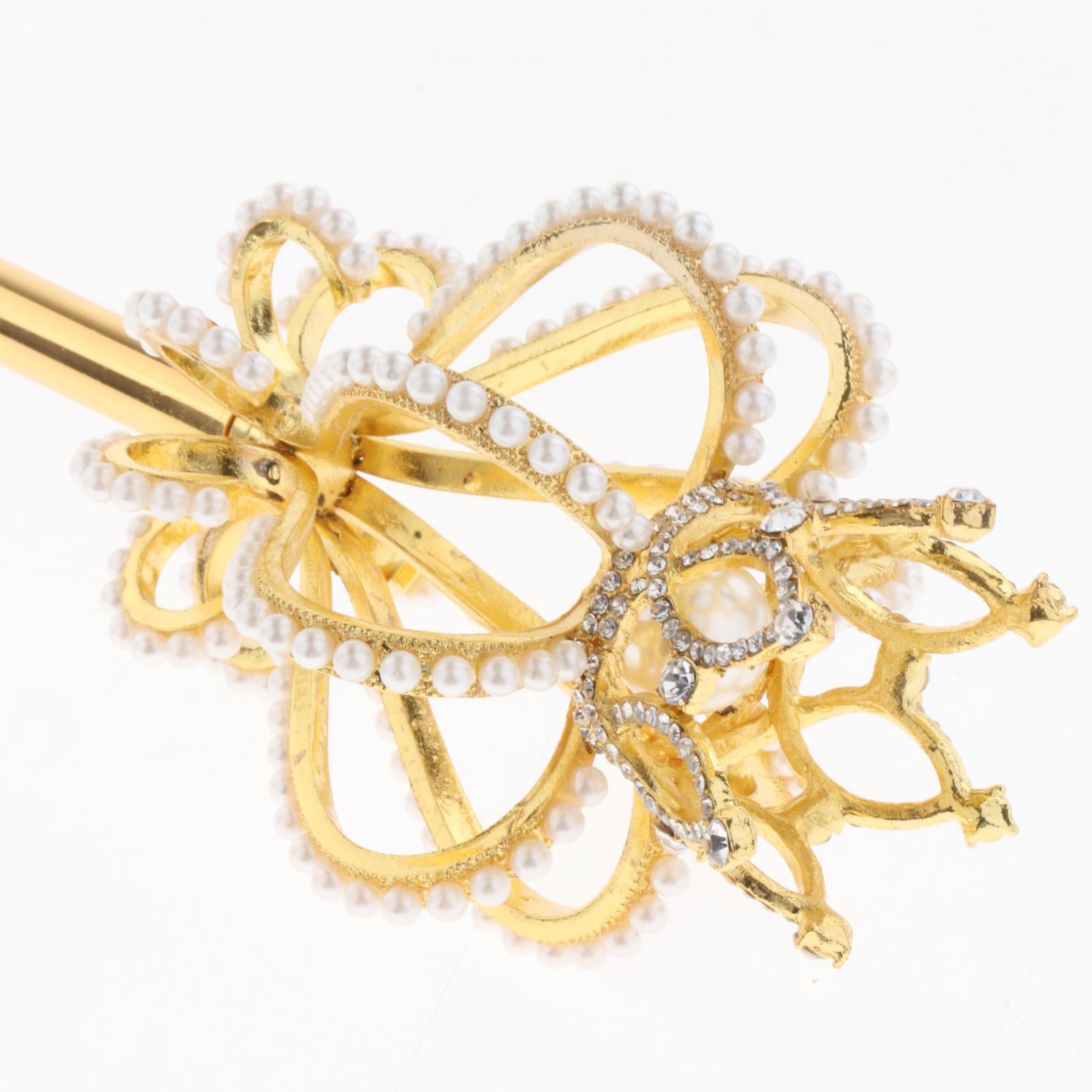 Alloy Fairy Wands Queen Scepter Handheld Props Cosplay Golden pearl