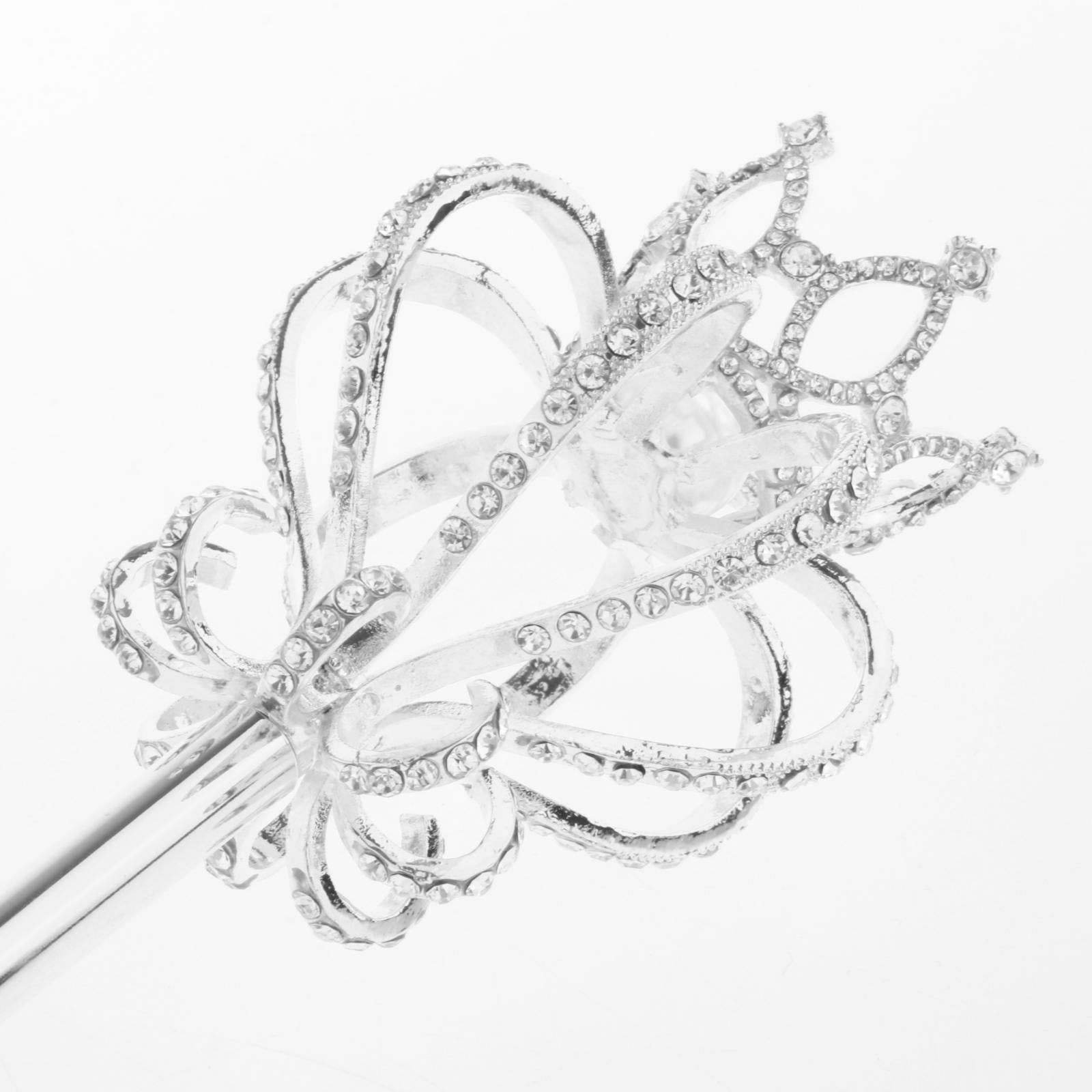 Alloy Fairy Wands Queen Scepter Handheld Props Cosplay Silver rhinestones