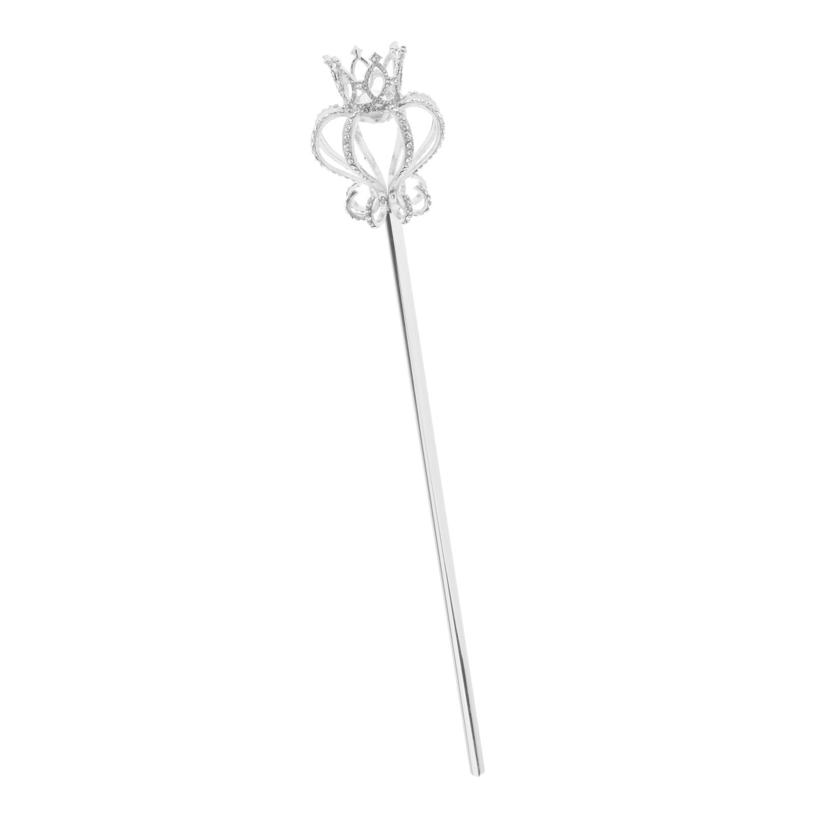 Alloy Fairy Wands Queen Scepter Handheld Props Cosplay Silver rhinestones