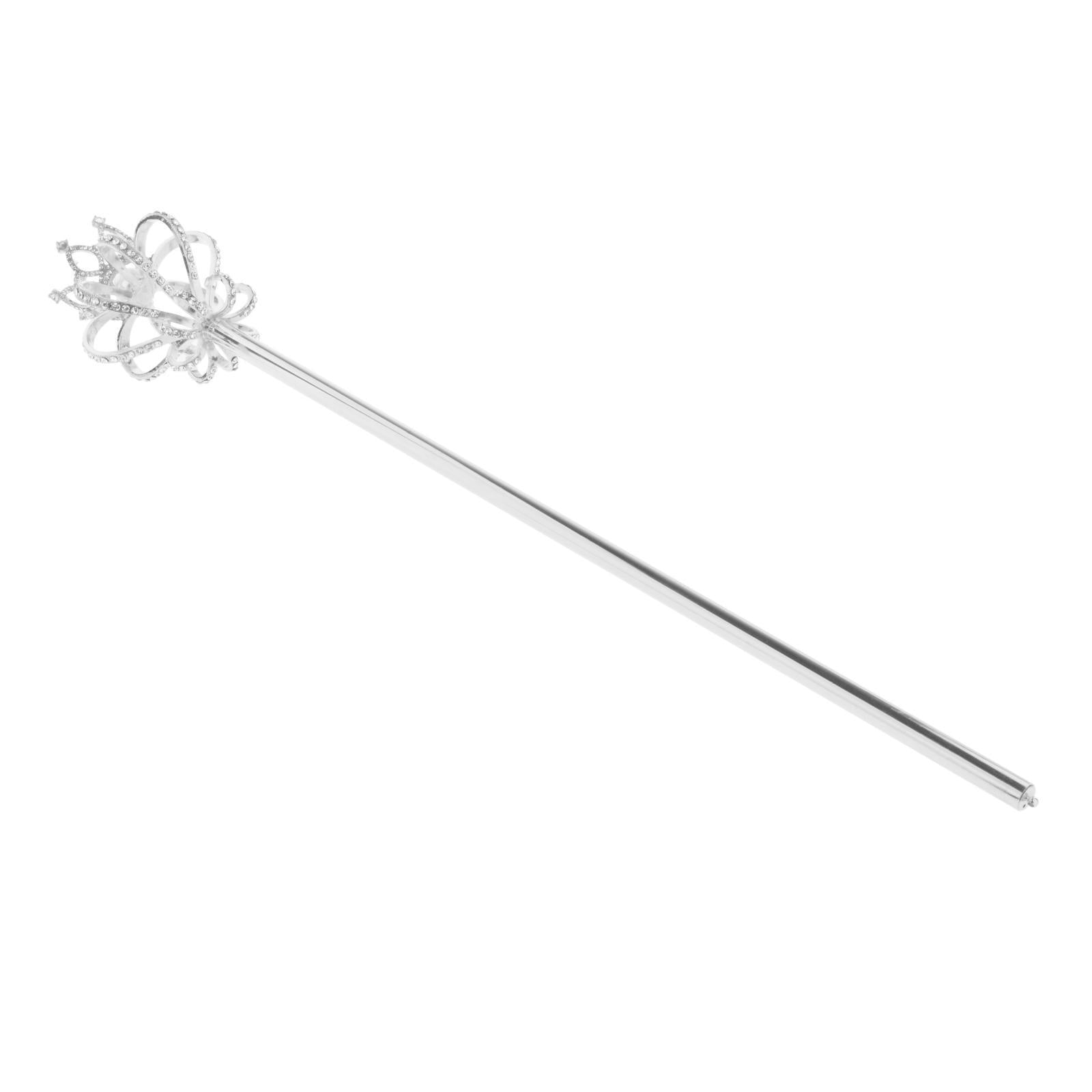 Alloy Fairy Wands Queen Scepter Handheld Props Cosplay Silver rhinestones
