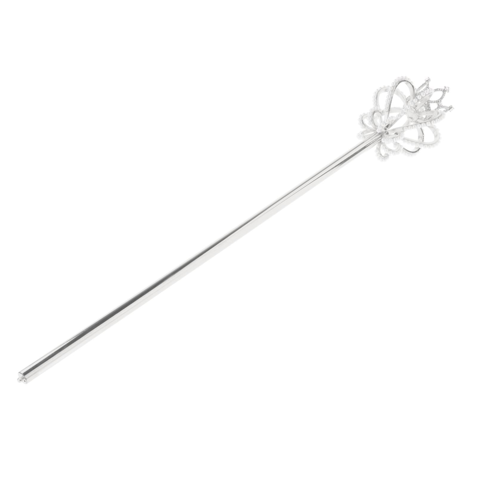 Alloy Fairy Wands Queen Scepter Handheld Props Cosplay Silver pearl