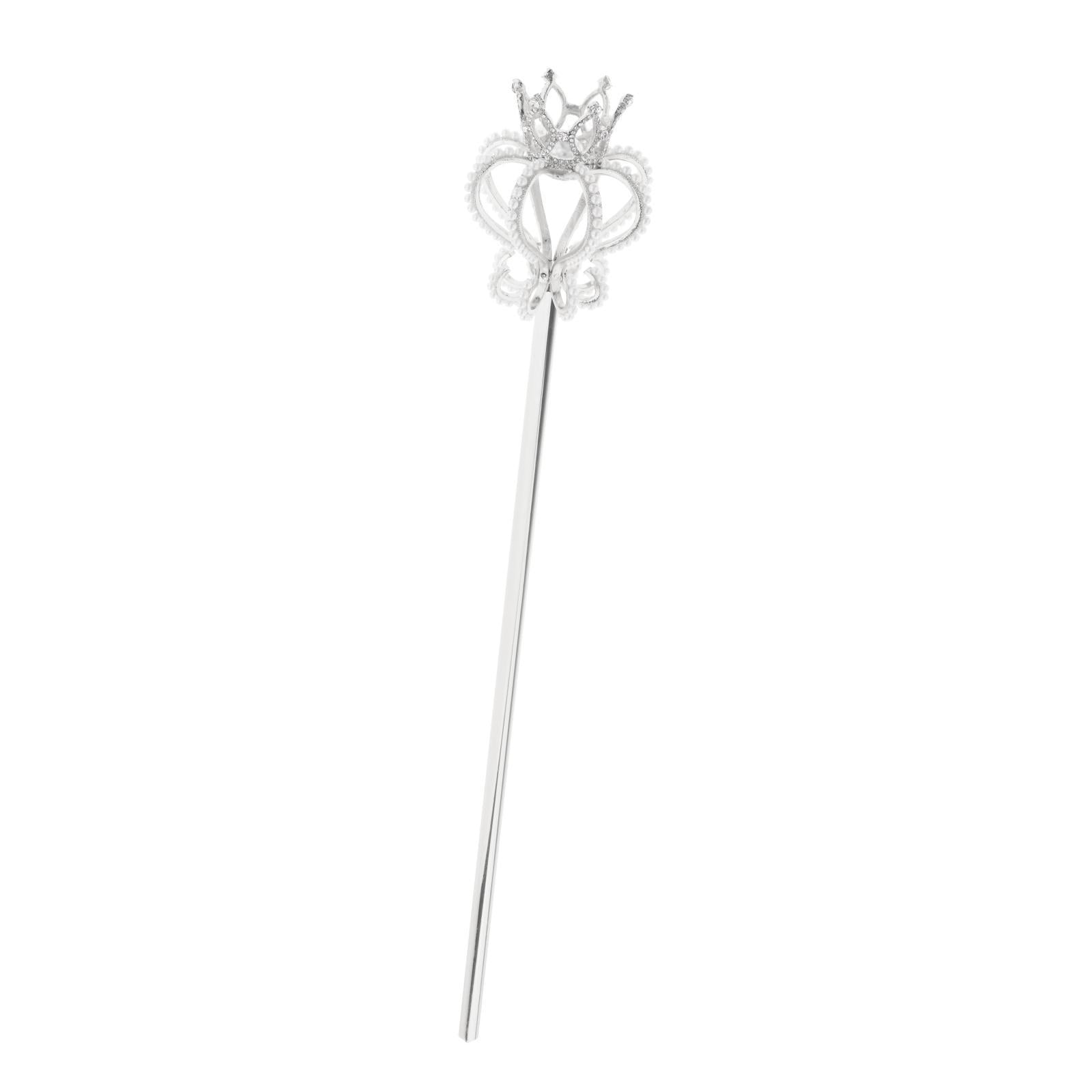 Alloy Fairy Wands Queen Scepter Handheld Props Cosplay Silver pearl