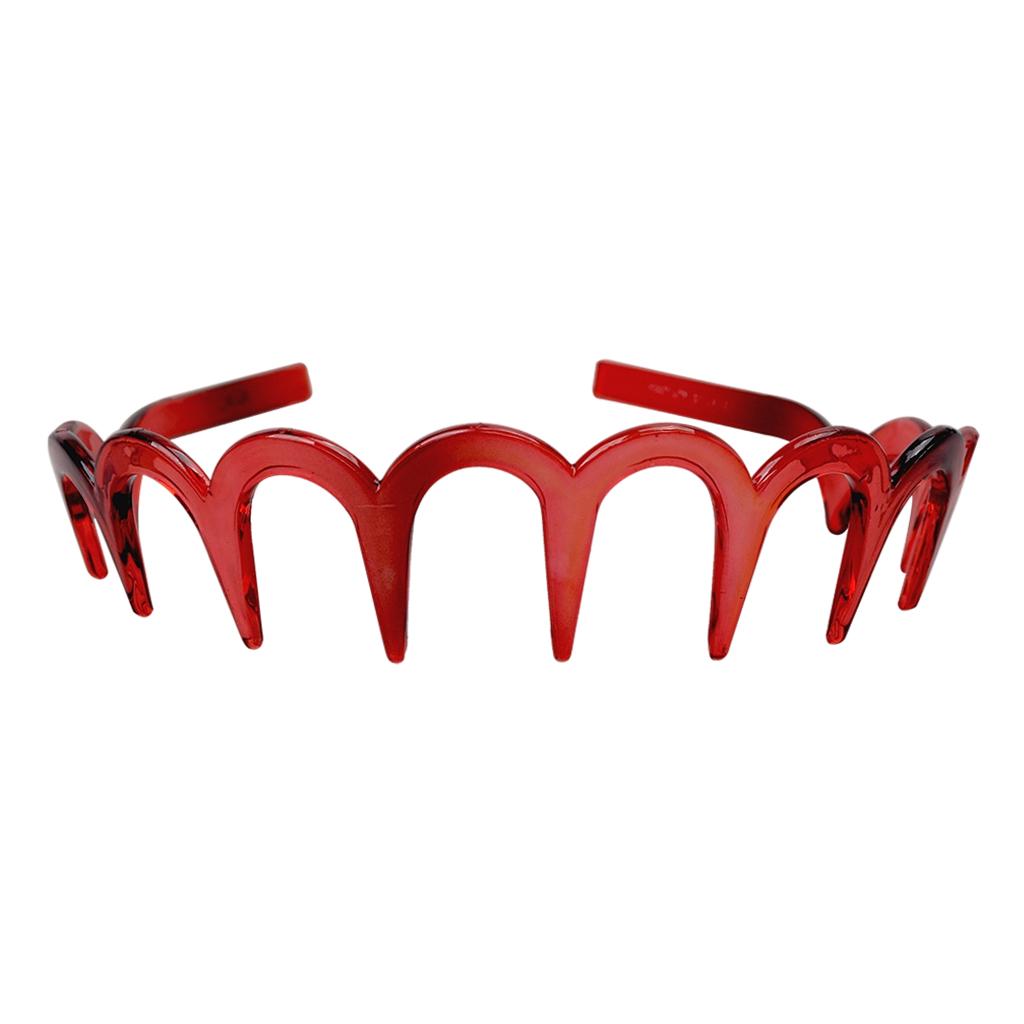 Shark Tooth Hairband Zig Wave Headbands Non Slip Red for Sports Gym Women