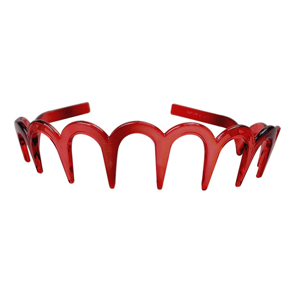 Shark Tooth Hairband Zig Wave Headbands Non Slip Red for Sports Gym Women