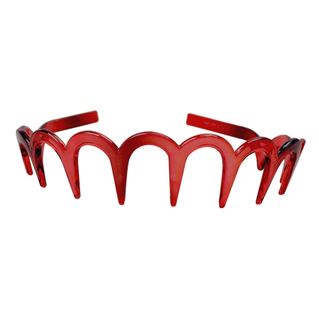 Shark Tooth Hairband Zig Wave Headbands Non Slip Red for Sports Gym Women
