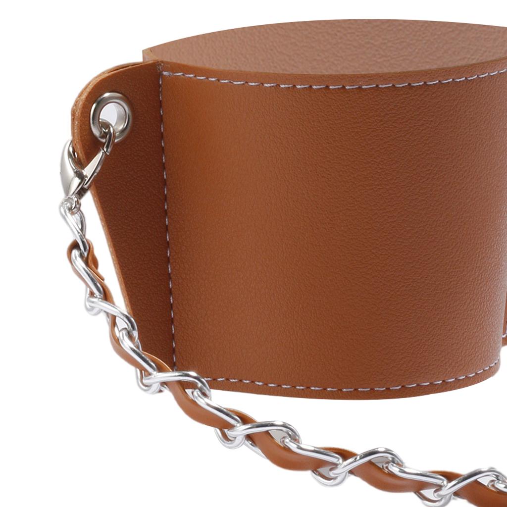 PU Leather Cup Sleeve Covers Beverage Carrier Hot Cold Drink Outdoor brown