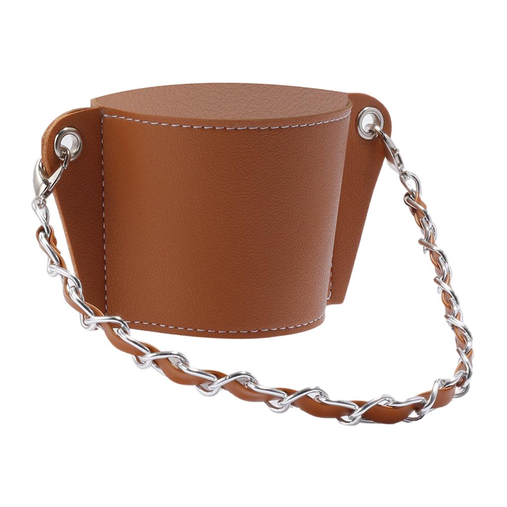 PU Leather Cup Sleeve Covers Beverage Carrier Hot Cold Drink Outdoor brown