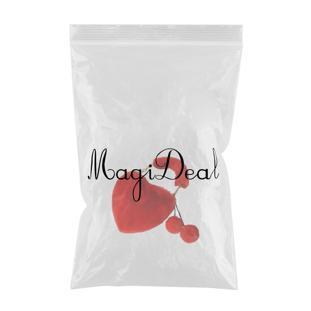 Stylish Women's Faux Fur Handbag Plush Furry Top-Handle Tote Shoulder Bag Red