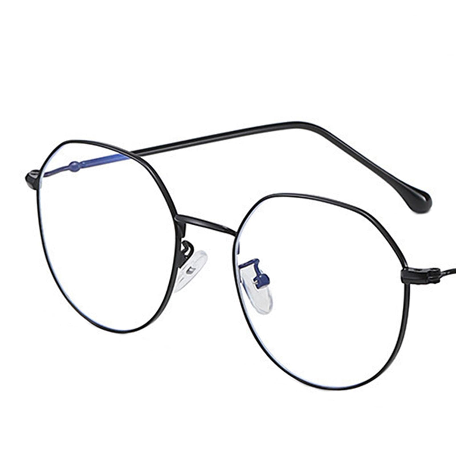 Irregular Glasses Clear Flat Lens Anti Blue Light for Men/Women black