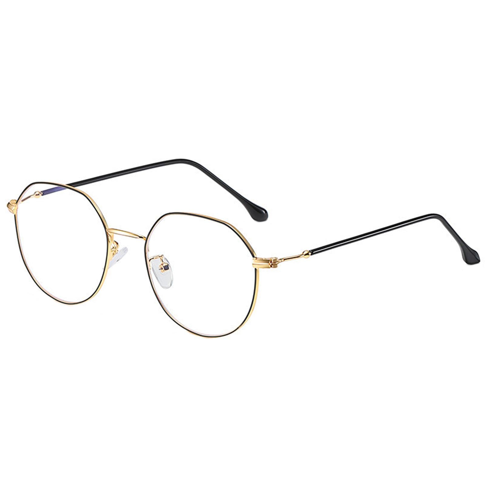 Irregular Glasses Clear Flat Lens Anti Blue Light for Men/Women black gold