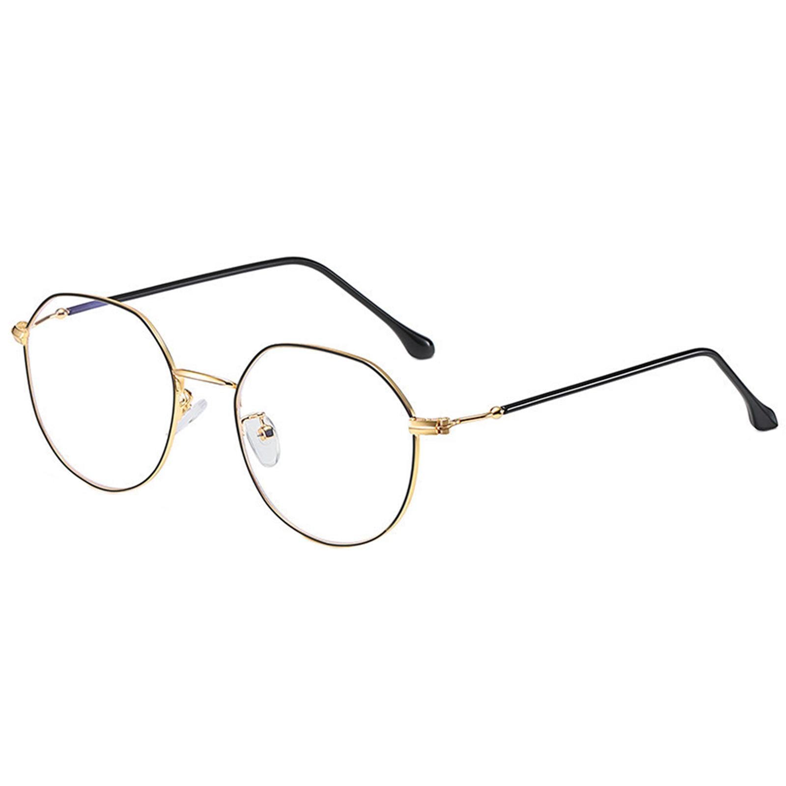 Irregular Glasses Clear Flat Lens Anti Blue Light for Men/Women black gold