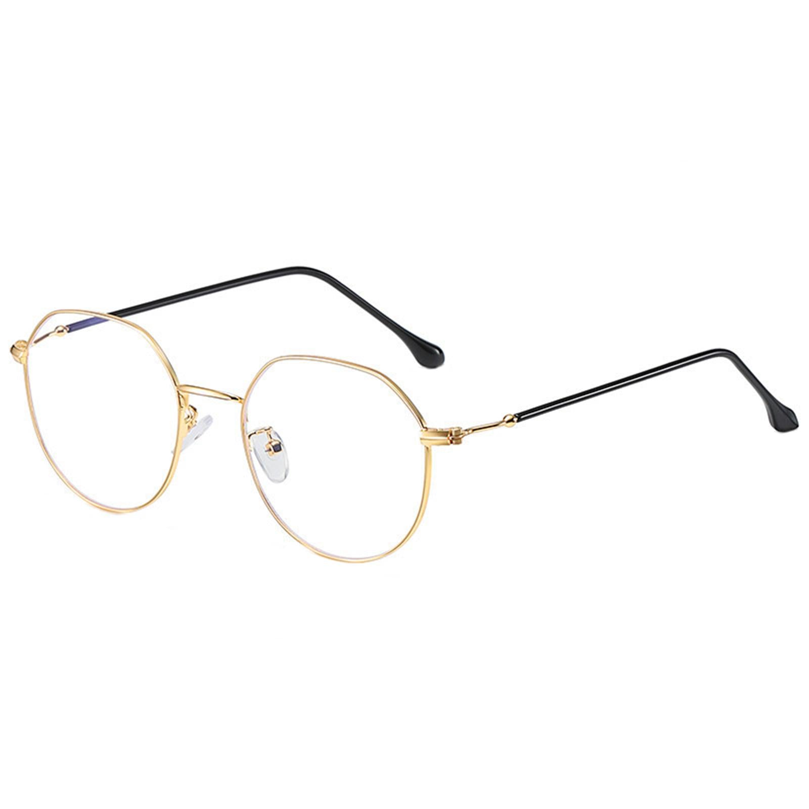 Irregular Glasses Clear Flat Lens Anti Blue Light for Men/Women gold